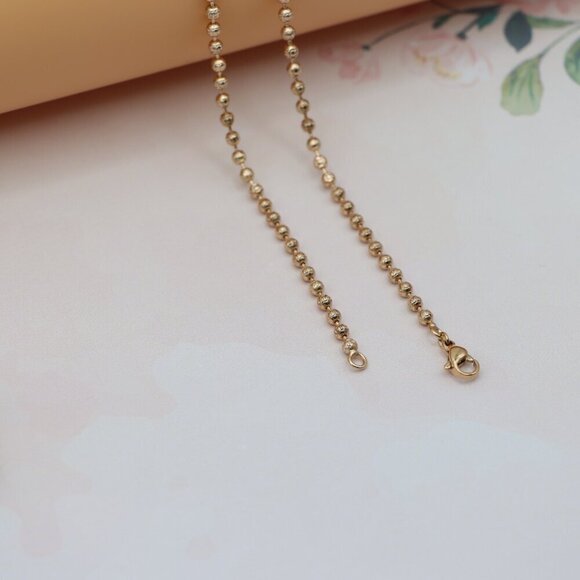 Textured Bead Rose Gold Necklace, Long Elegant Chain, XPNL0137 - Picture 12 of 12